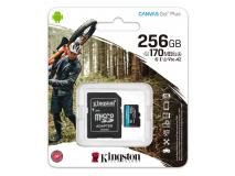 Memória Flash Secure Digital Cartão Kingston 256GB Canvas Go Plus microSD Card (Classe 10) UHS-I, U3, V30, A2 c/Adaptador - SDCG3/256GB