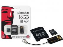Memória Flash Secure Digital Kingston 16GB microSD + Leitor USB Mobility Kit MBLY4G2/16GB