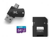 Memória Flash Secure Digital Kit 4 em 1 - microSD 64GB Classe 10 (Pendrive USB/Micro USB, Adaptador SD) USB 2.0 - Multilaser MC152
