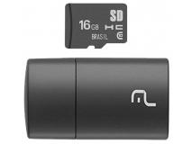Memória Flash Secure Digital Pendrive 2 em 1  - microSD 16GB Classe 10 (Pendrive, Cartão microSD) USB 2.0 Multilaser - MC162
