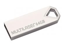 Pendrive  Pendrive Multilaser Diamond Metálico 64GB USB 2.0