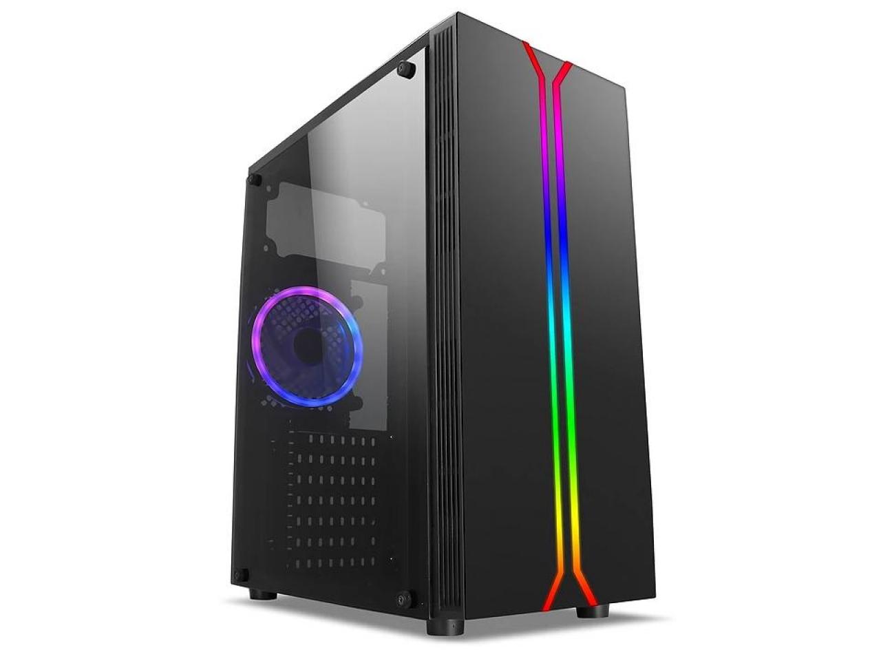 Gabinete Gamer Liketec Rainbow RGB, Vidro Temperado, 1 Fan 120mm, Mid Tower Preto