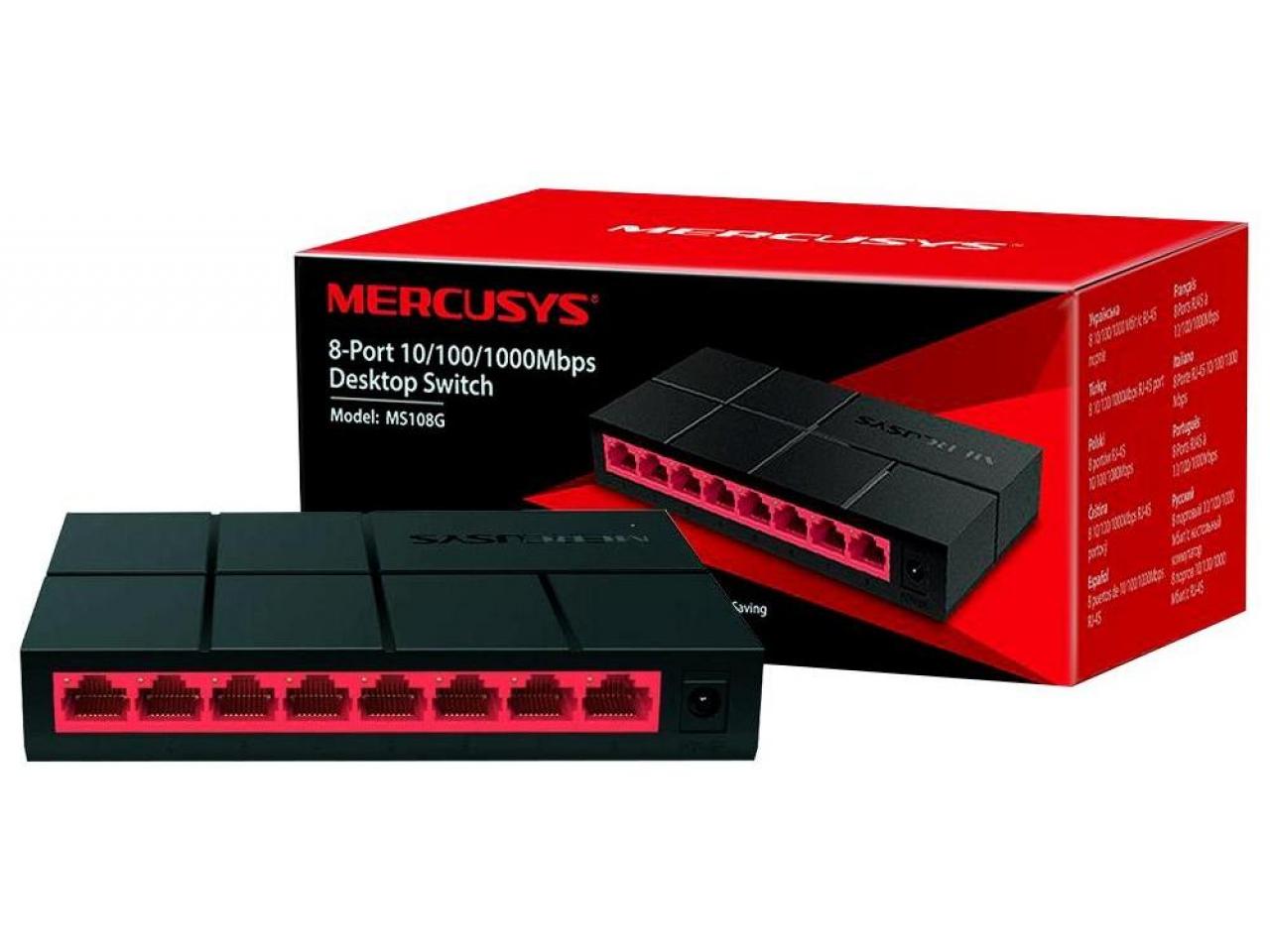 Switch Mercusys 8-Portas Gigabit Ethernet MS108G